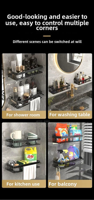 Easy Install Wall-Mounted No-Drill Bathroom Shelf