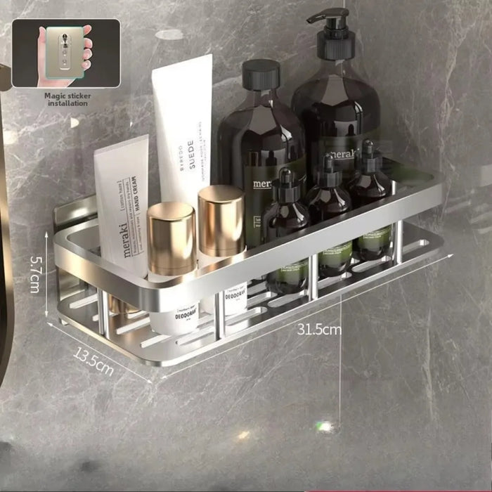 Easy Install Wall-Mounted No-Drill Bathroom Shelf