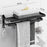 Towel Rack 40-60CM Bathroom Accessories Black Aluminum Wall Mounted Towel Shelf Organizer Folding Holder With Hook Shower Hanger
