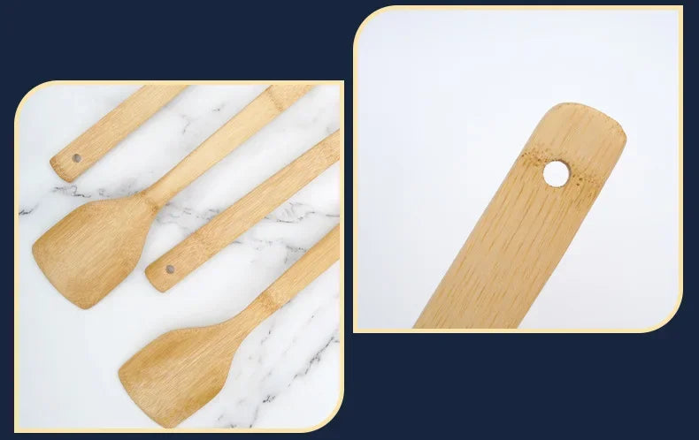 Bamboo Wooden Spatula & Heat-Resistant Kitchen Utensil with Long Handle
