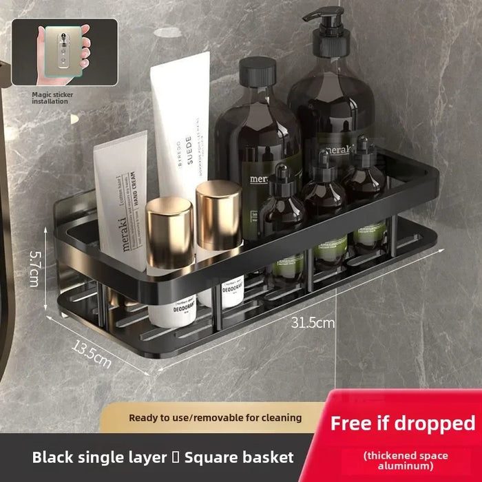 Easy Install Wall-Mounted No-Drill Bathroom Shelf