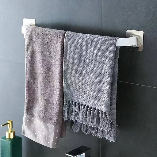 Adhesive Towel Rack for Bathroom Towel Bar Bath Shelf Wall Mounted Towel Hanger Toilet Suction Cup Holder Kitchen Organizer