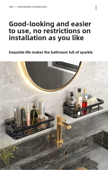 Easy Install Wall-Mounted No-Drill Bathroom Shelf