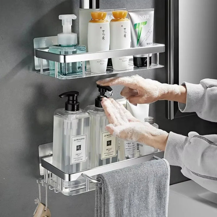 Easy Install Wall-Mounted No-Drill Bathroom Shelf